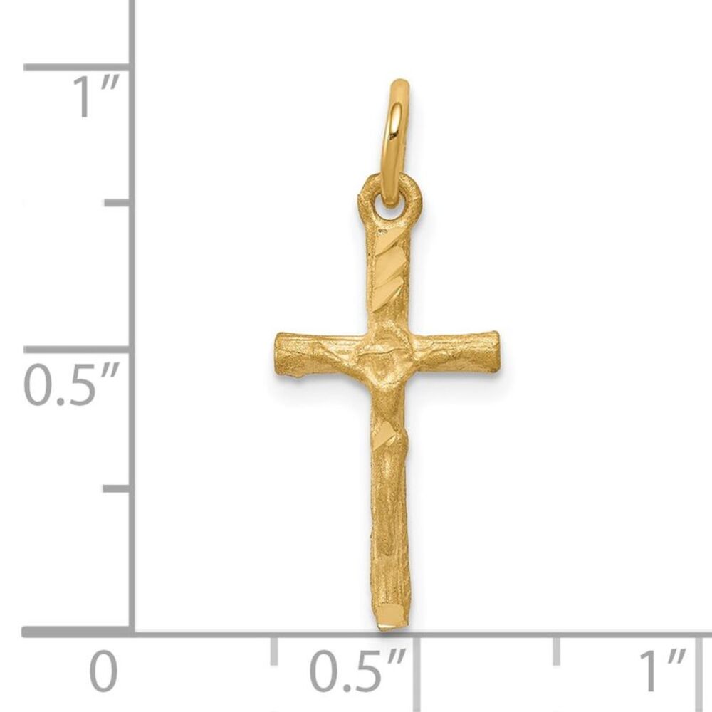 10k Yellow Gold Solid Satin Polished Cross Charm - image 3